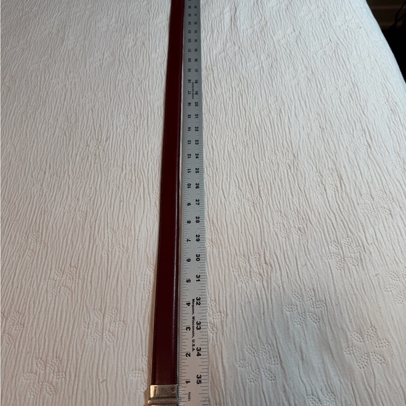 Ralph Lauren Leather Belt burgundy black 34” Silver Buckle reversible - Picture 10 of 11